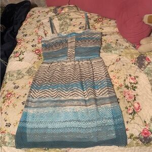 American Eagle Outfitters Blue and Gray Mini Dress
